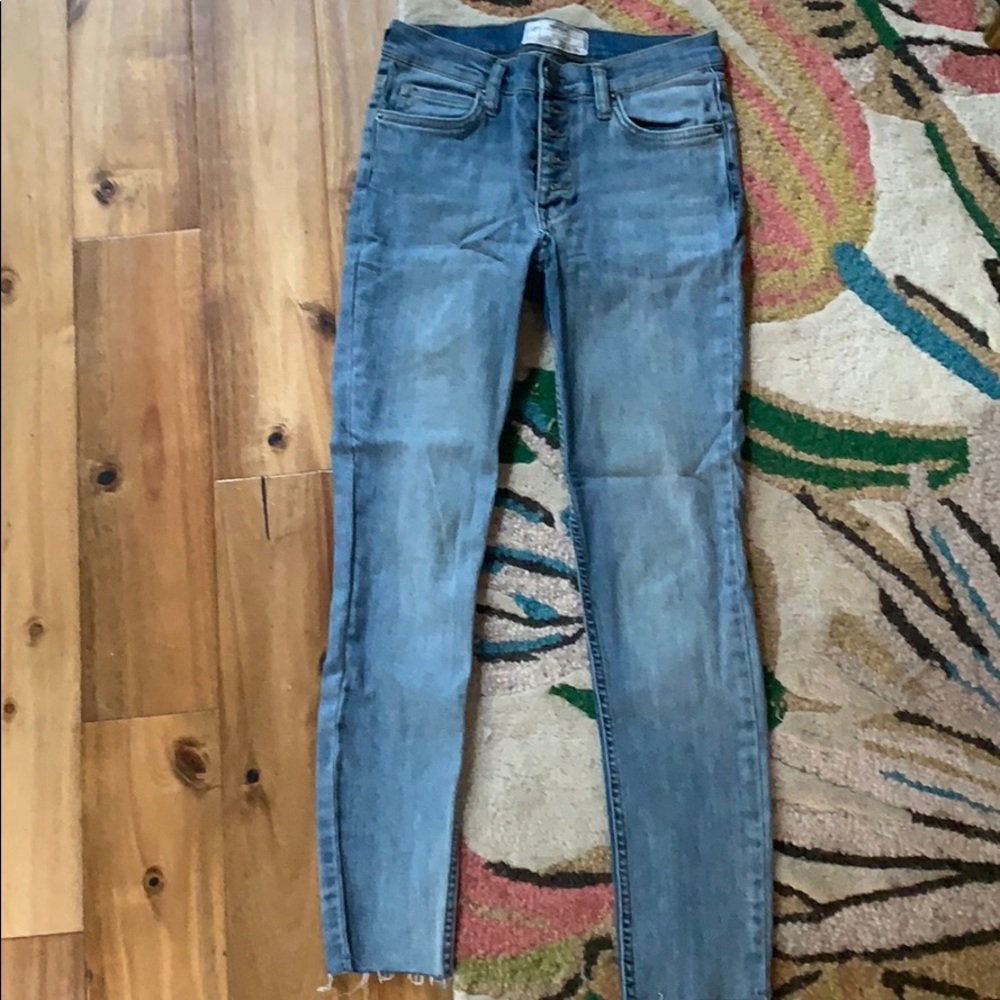 Free People FP Cropped High Waist Button Up Jeans
